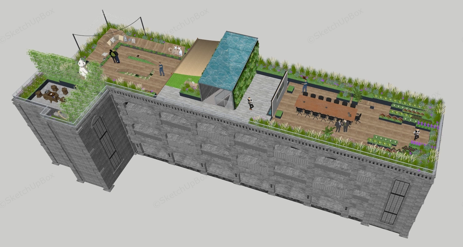 Roof Terrace Garden Design sketchup model preview - SketchupBox