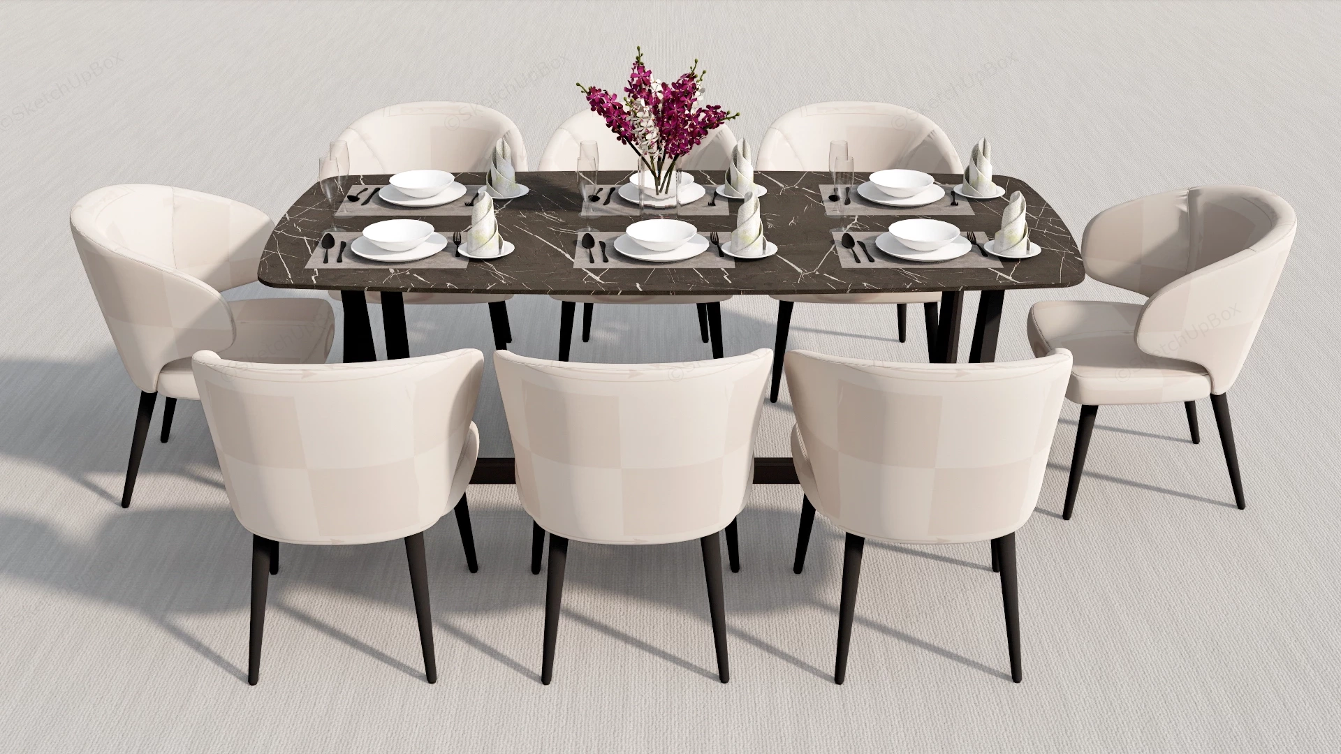 9 Piece Dining Room Set sketchup model preview - SketchupBox