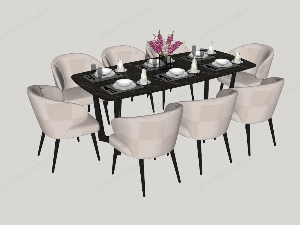 9 Piece Dining Room Set sketchup model preview - SketchupBox