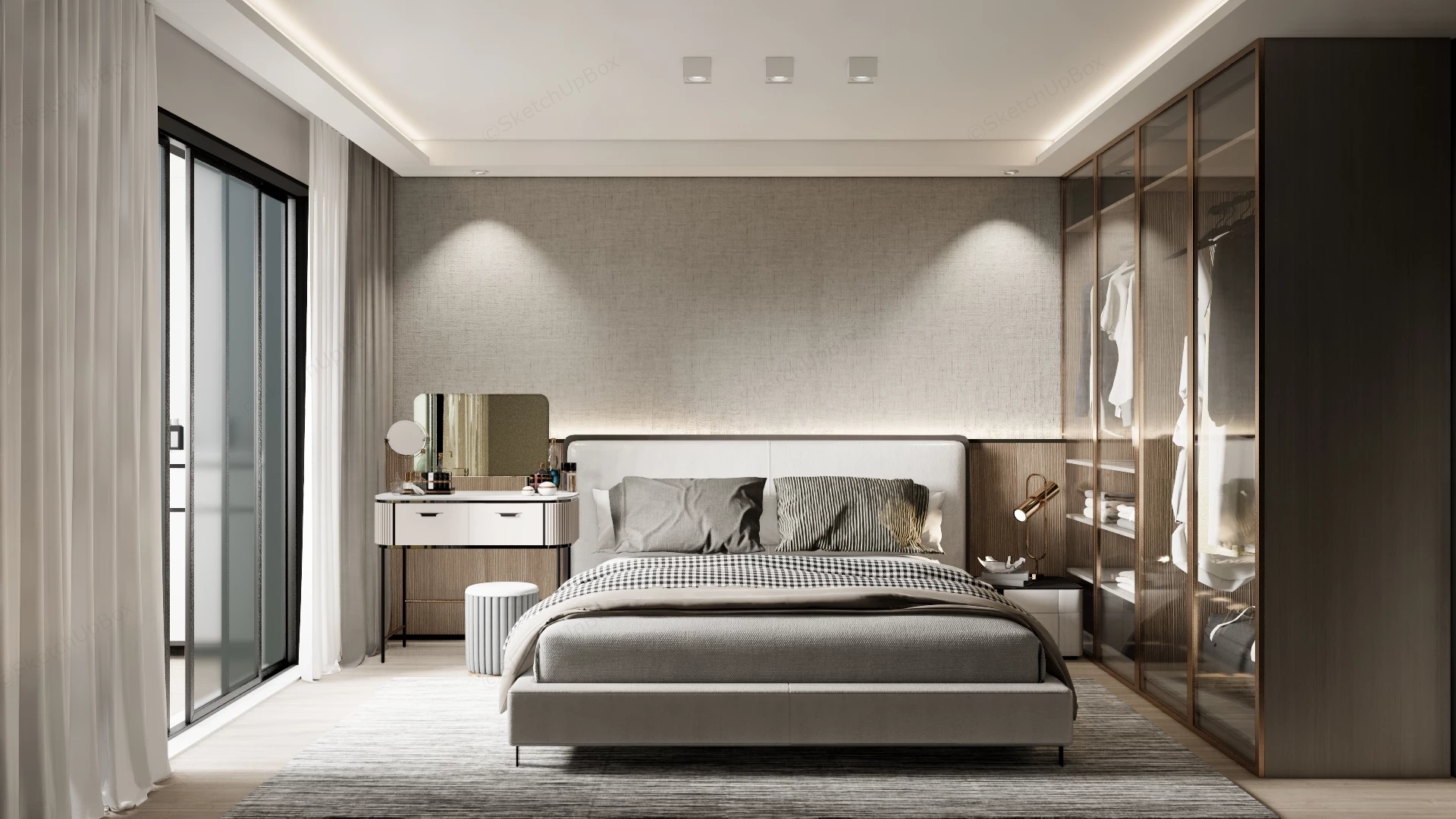 Bedroom With Laundry Balcony sketchup model preview - SketchupBox