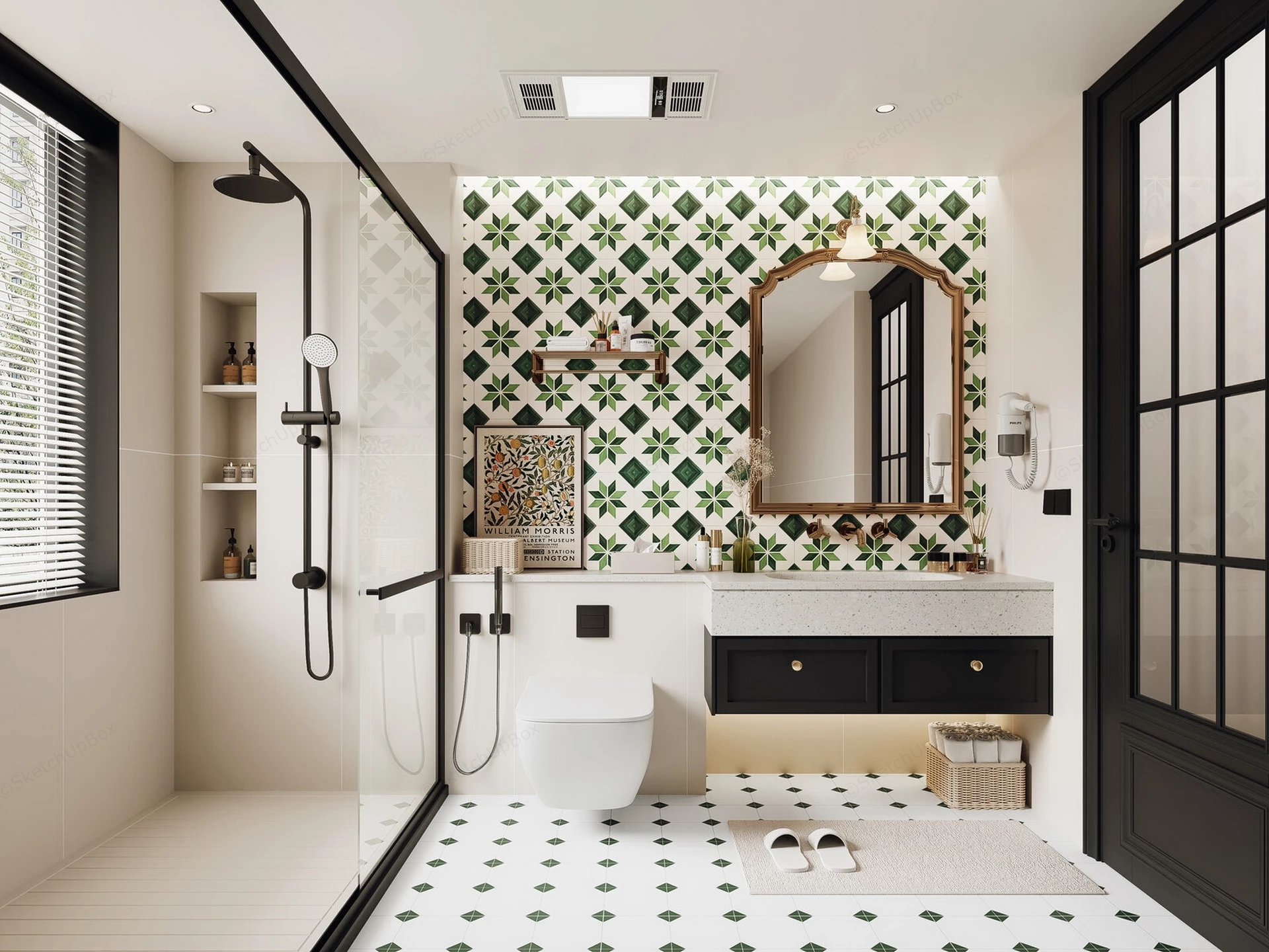 French Vintage Bathroom Idea sketchup model preview - SketchupBox