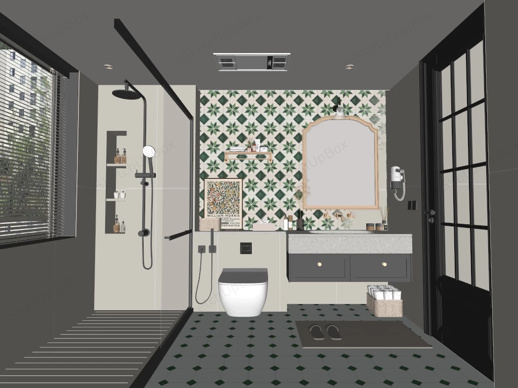 French Vintage Bathroom Idea sketchup model preview - SketchupBox