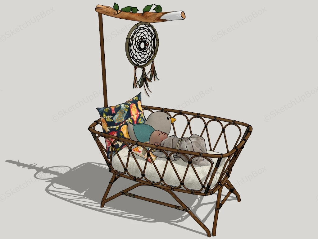 Rustic Wood Baby Crib sketchup model preview - SketchupBox