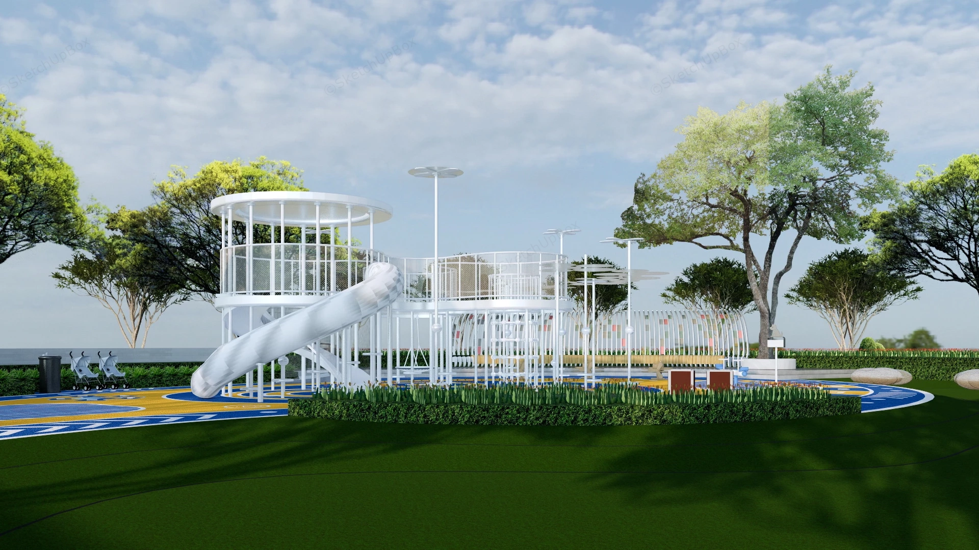 Neighborhood Playground Equipment sketchup model preview - SketchupBox