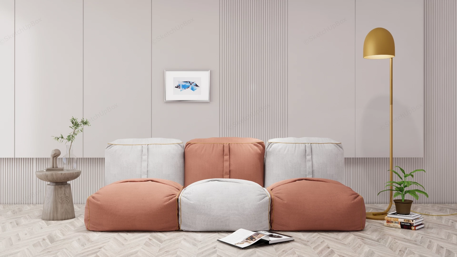 Bean Bag Sectional Sofa sketchup model preview - SketchupBox