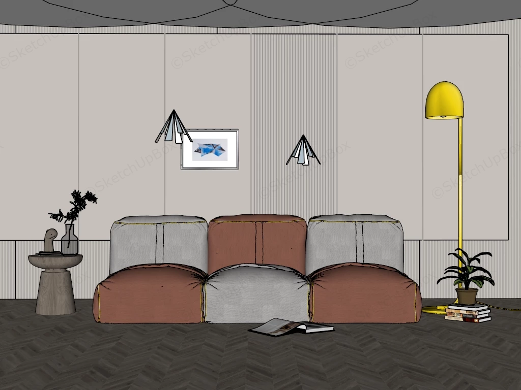 Bean Bag Sectional Sofa sketchup model preview - SketchupBox