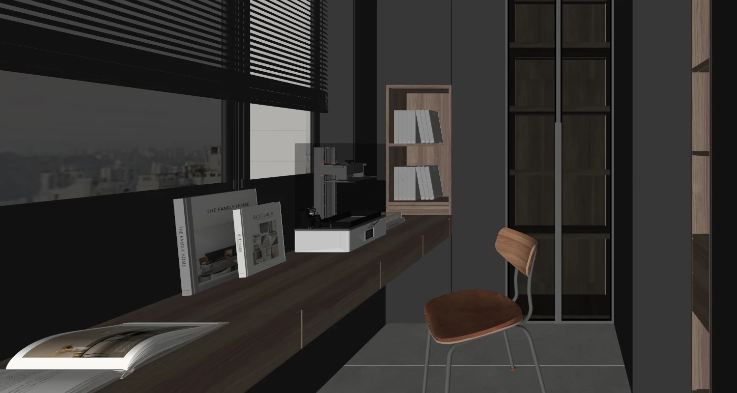 Modern Black Home Office Design sketchup model preview - SketchupBox