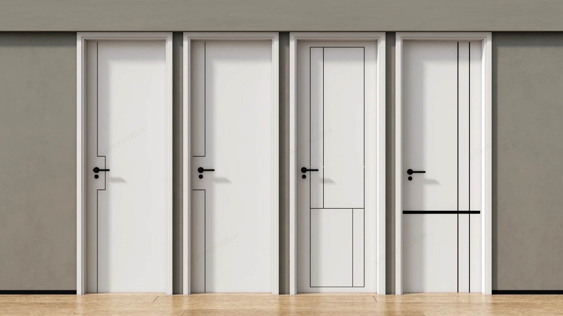 White Modern Doors sketchup model preview - SketchupBox