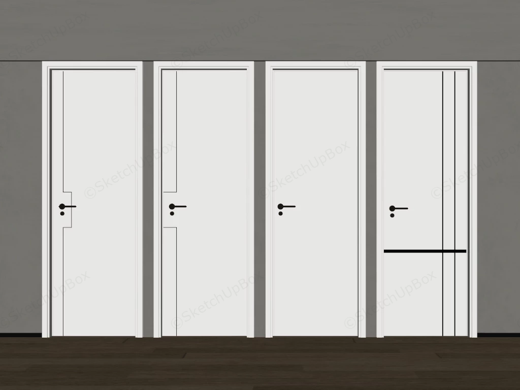 White Modern Doors sketchup model preview - SketchupBox