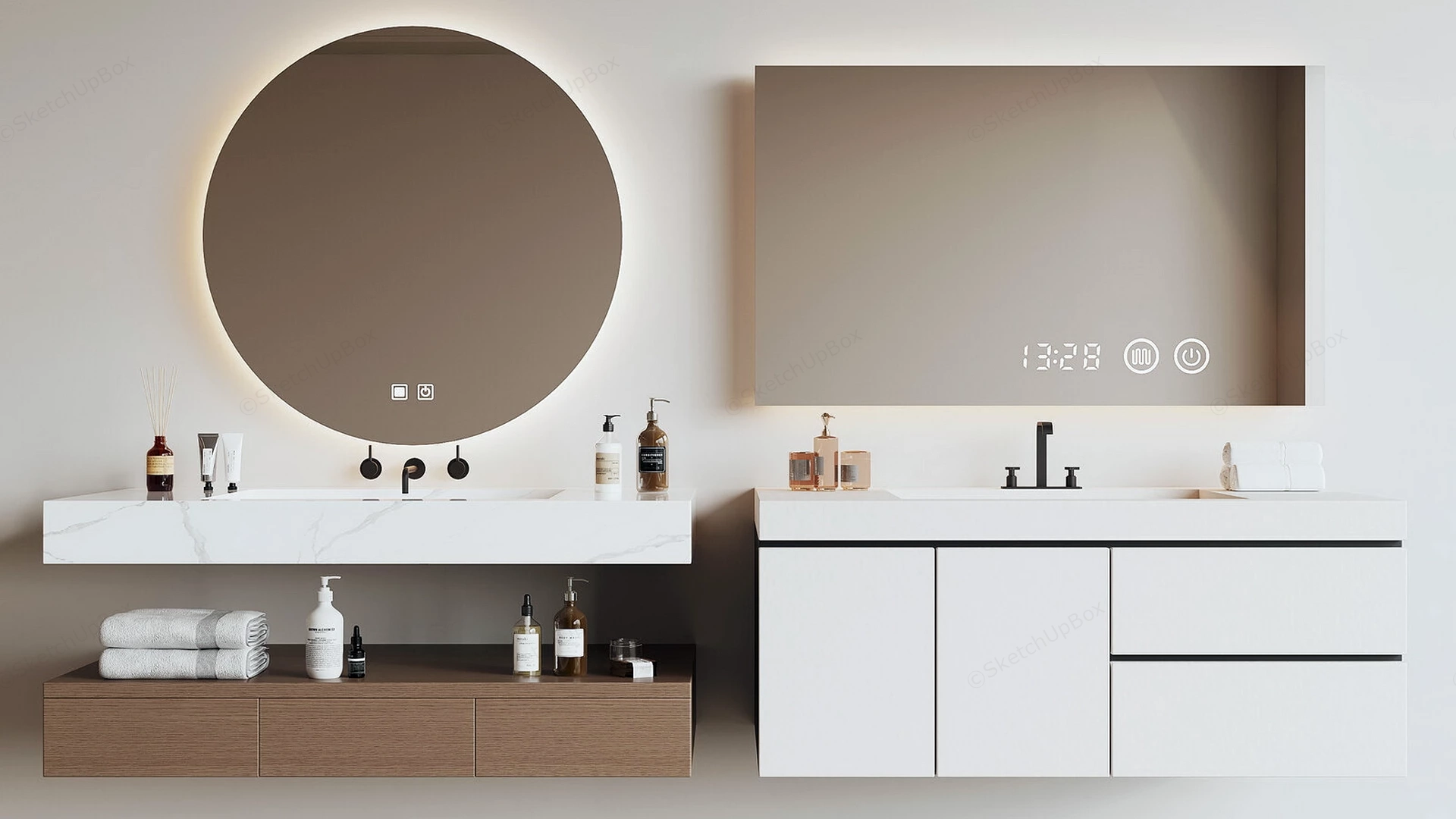 Modern Floating Bathroom Vanities sketchup model preview - SketchupBox