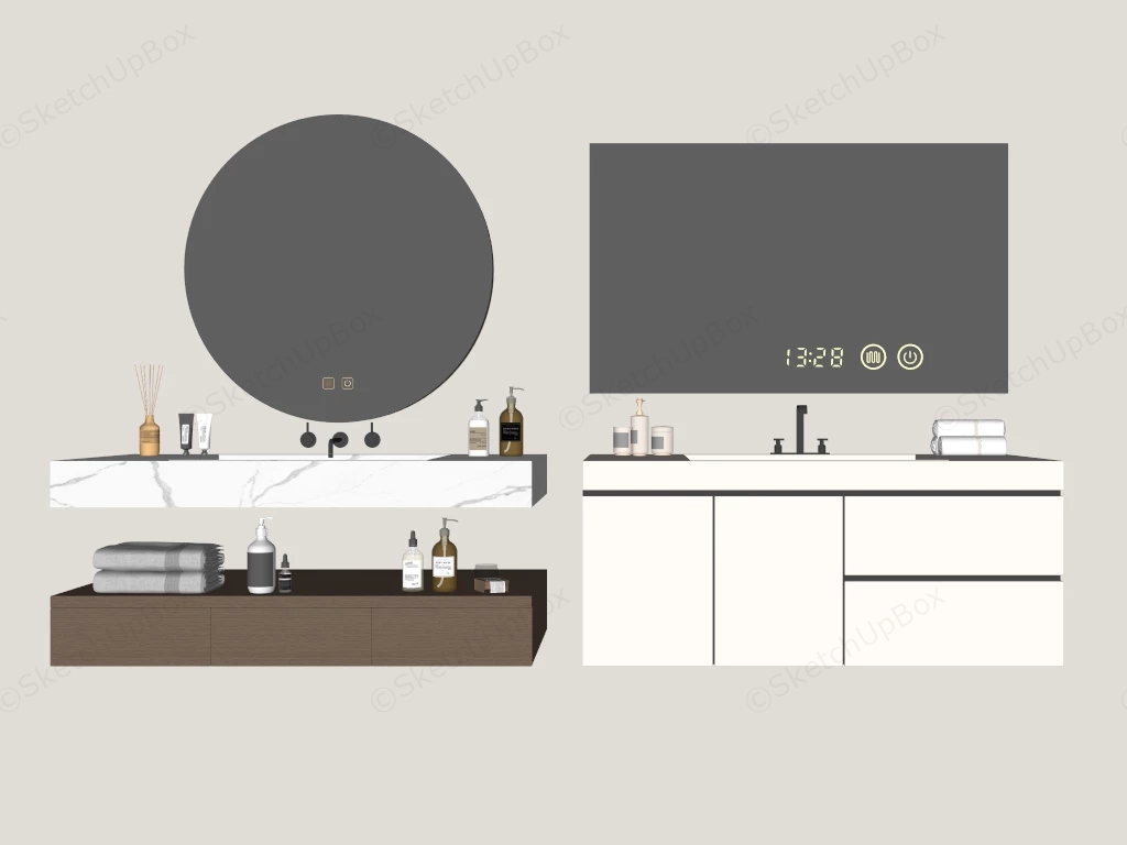 Modern Floating Bathroom Vanities sketchup model preview - SketchupBox