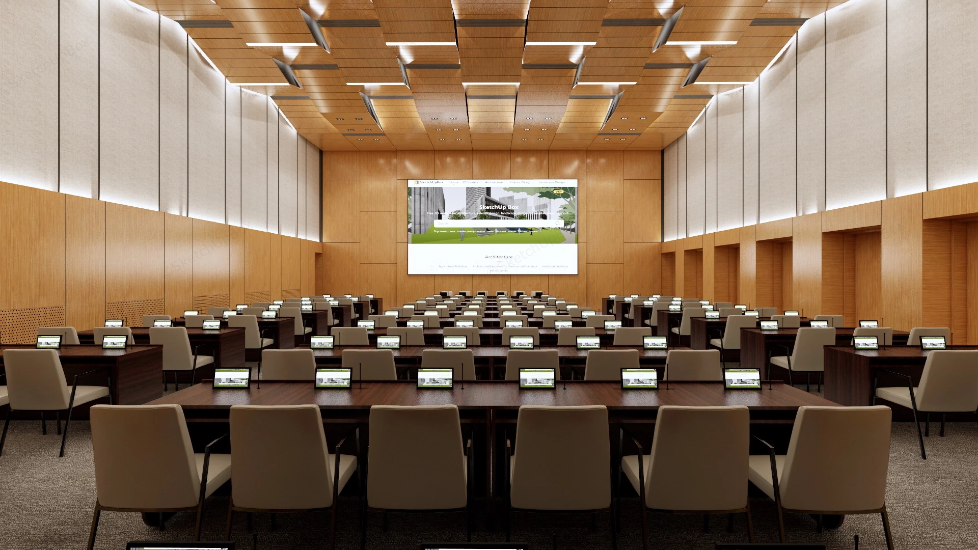 Report Conference Hall sketchup model preview - SketchupBox
