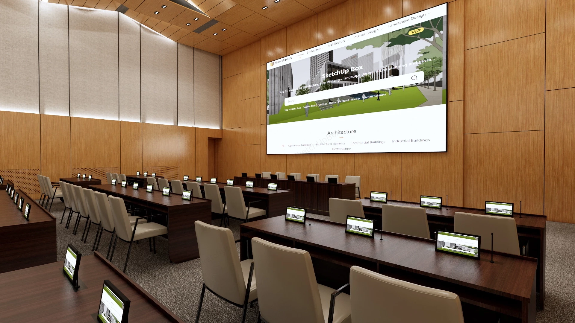 Report Conference Hall sketchup model preview - SketchupBox