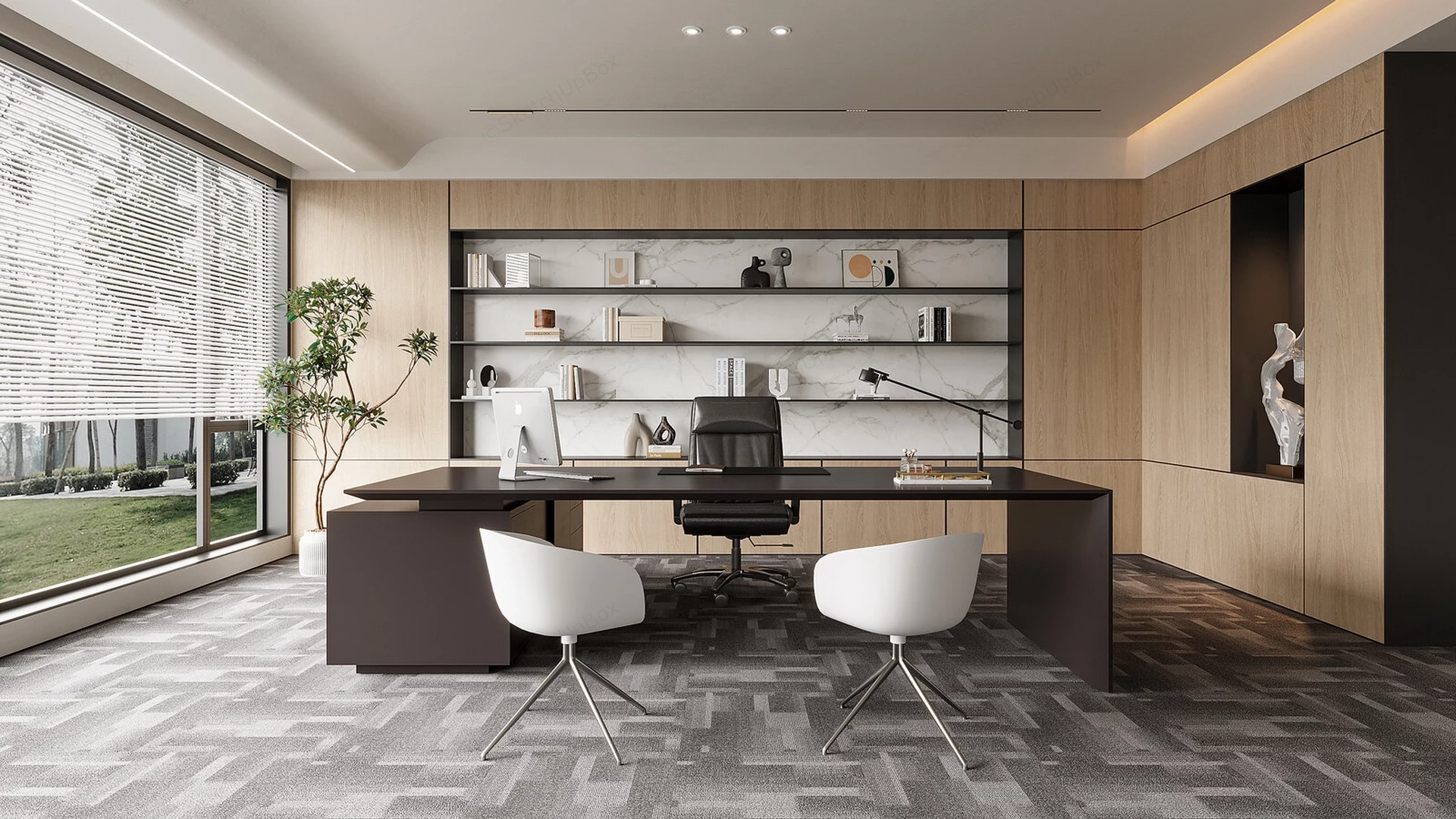 Modern Manager Office Design sketchup model preview - SketchupBox