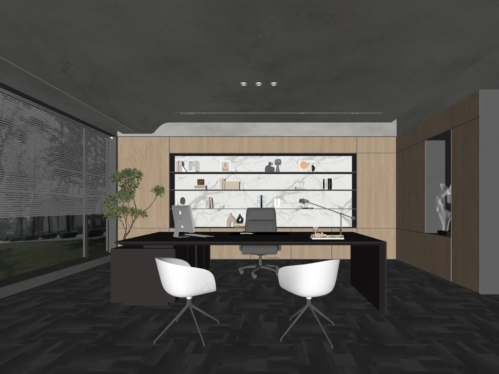 Modern Manager Office Design sketchup model preview - SketchupBox
