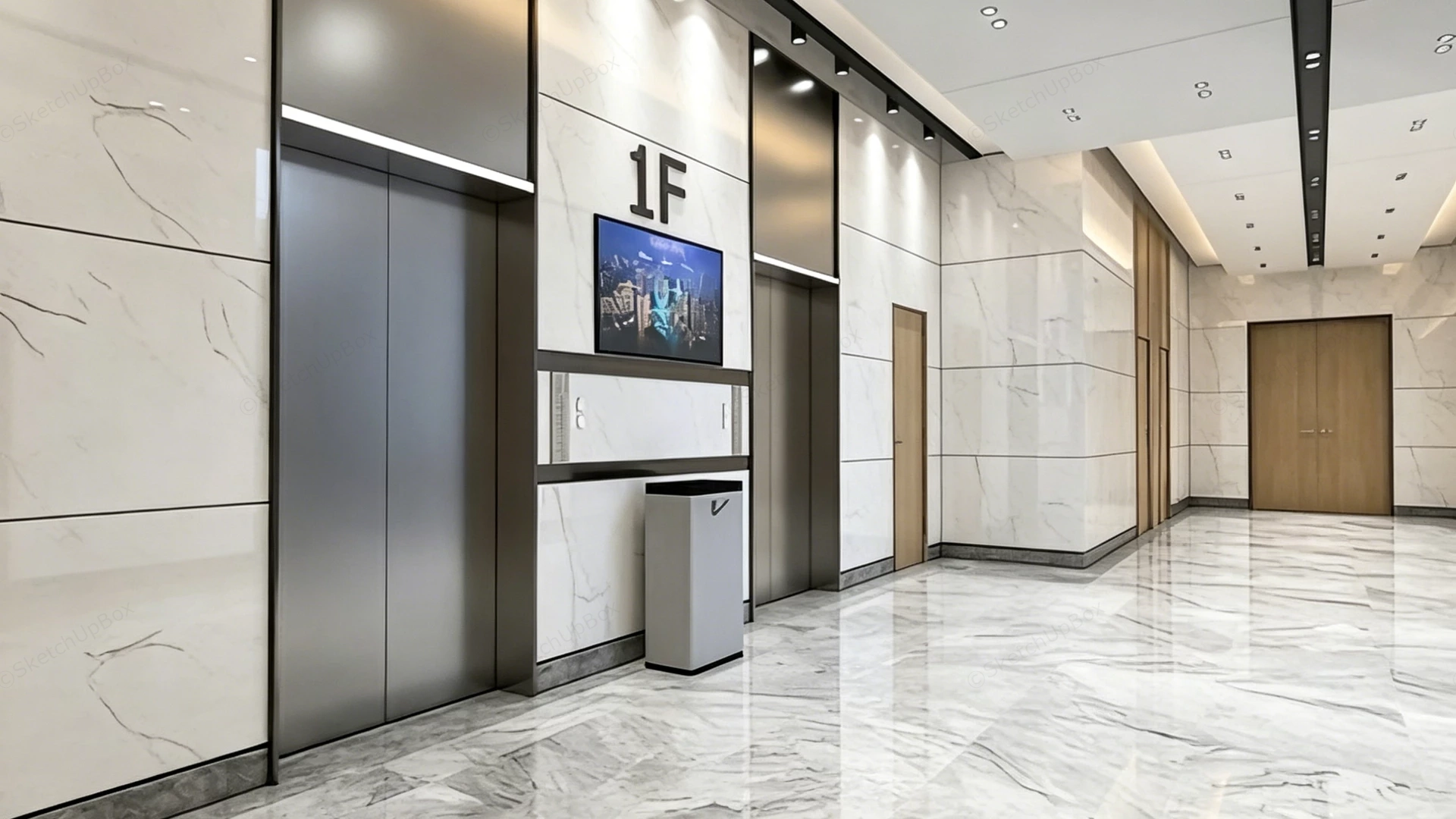 Office Elevator Lobby sketchup model preview - SketchupBox