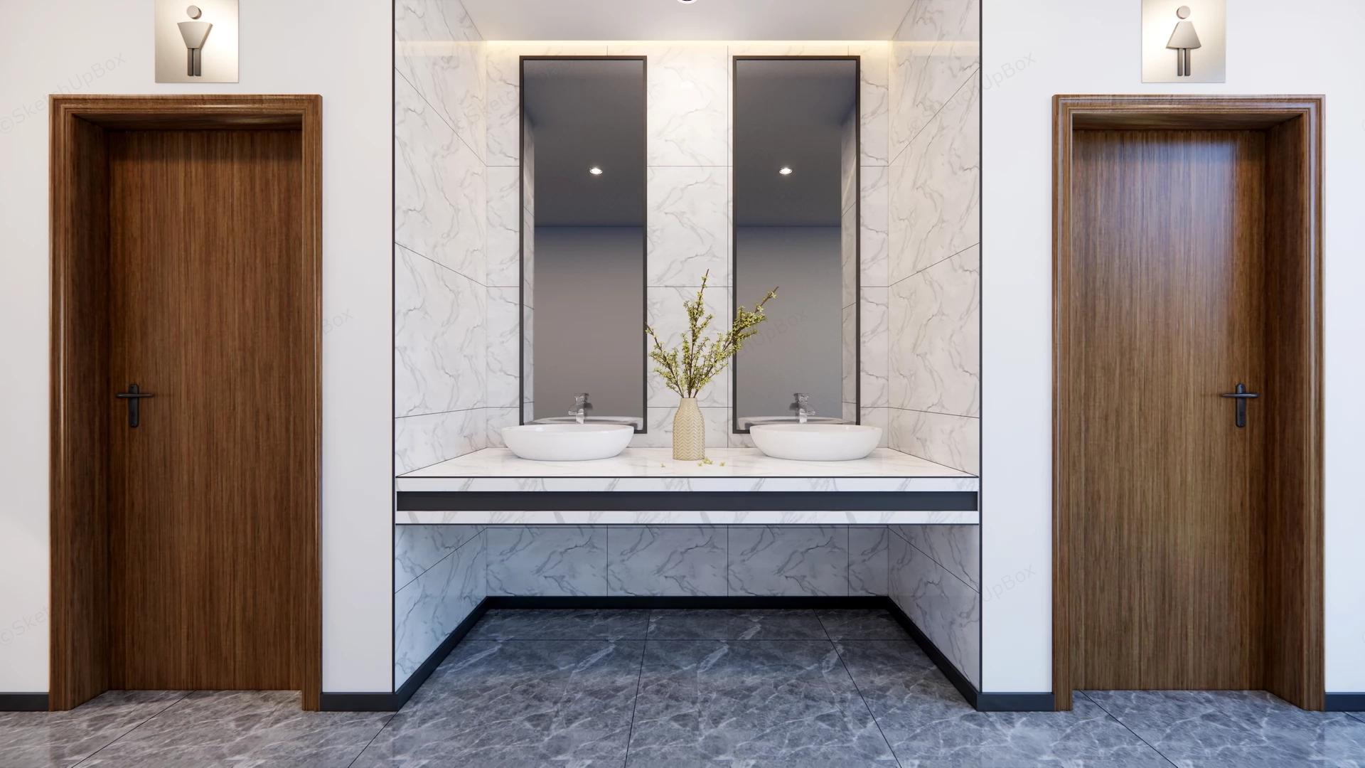 Office Restroom Design sketchup model preview - SketchupBox