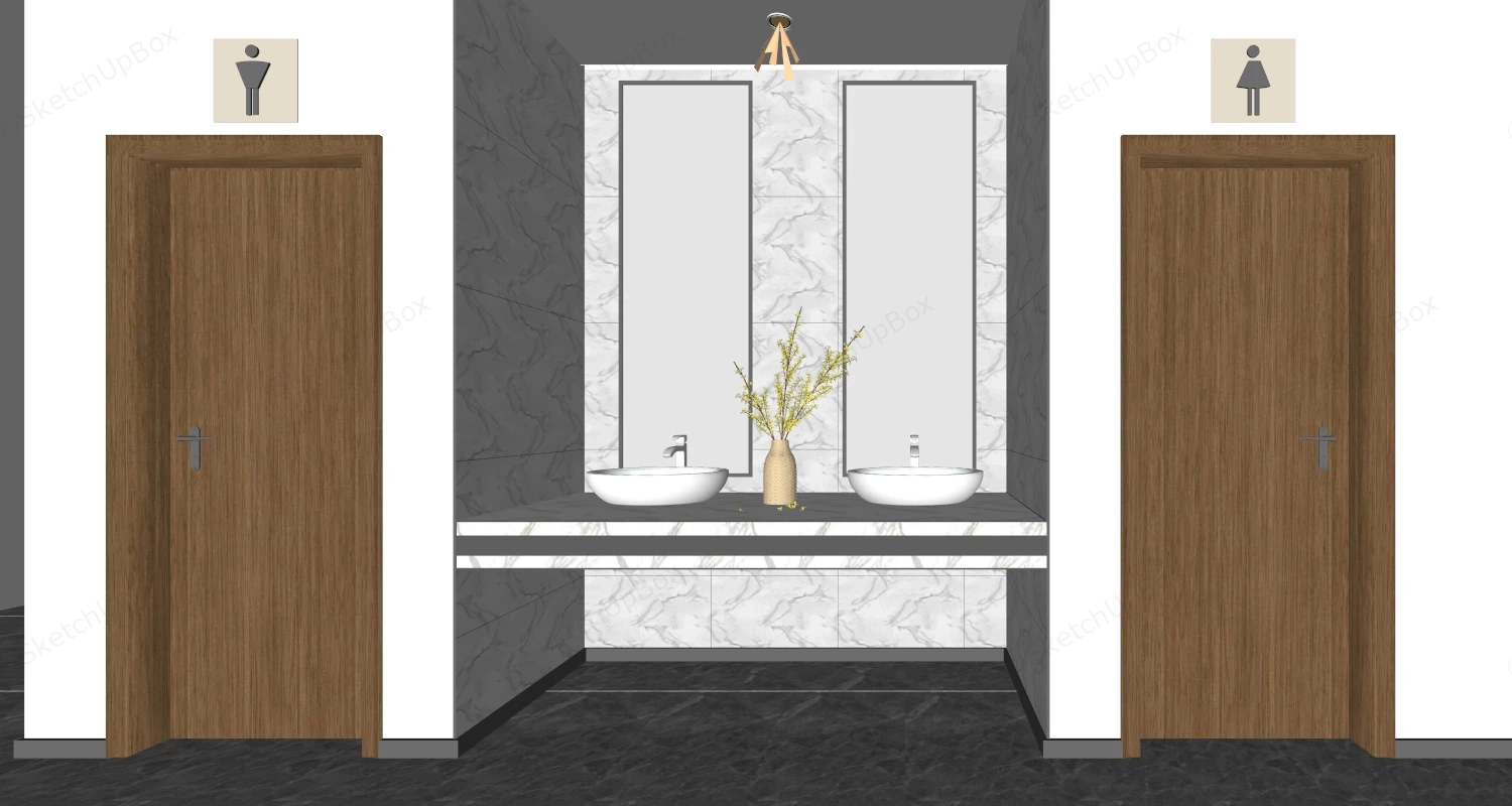 Office Restroom Design sketchup model preview - SketchupBox
