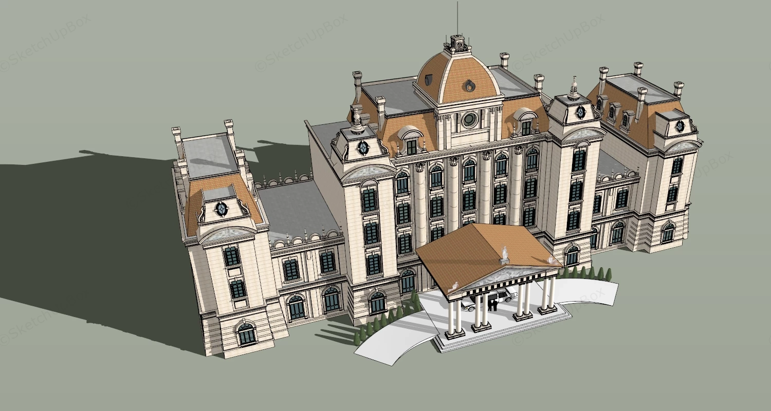 Castle Hotel sketchup model preview - SketchupBox