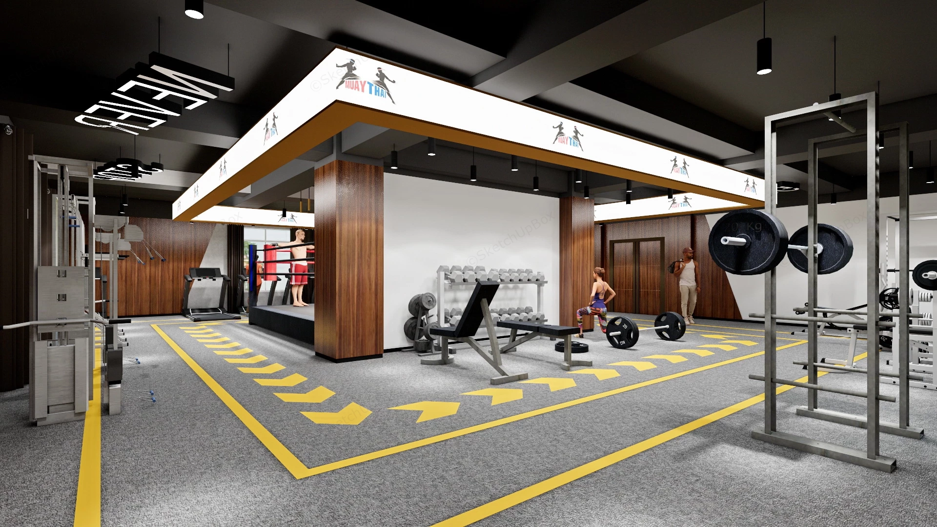Small Commercial Gym Design sketchup model preview - SketchupBox