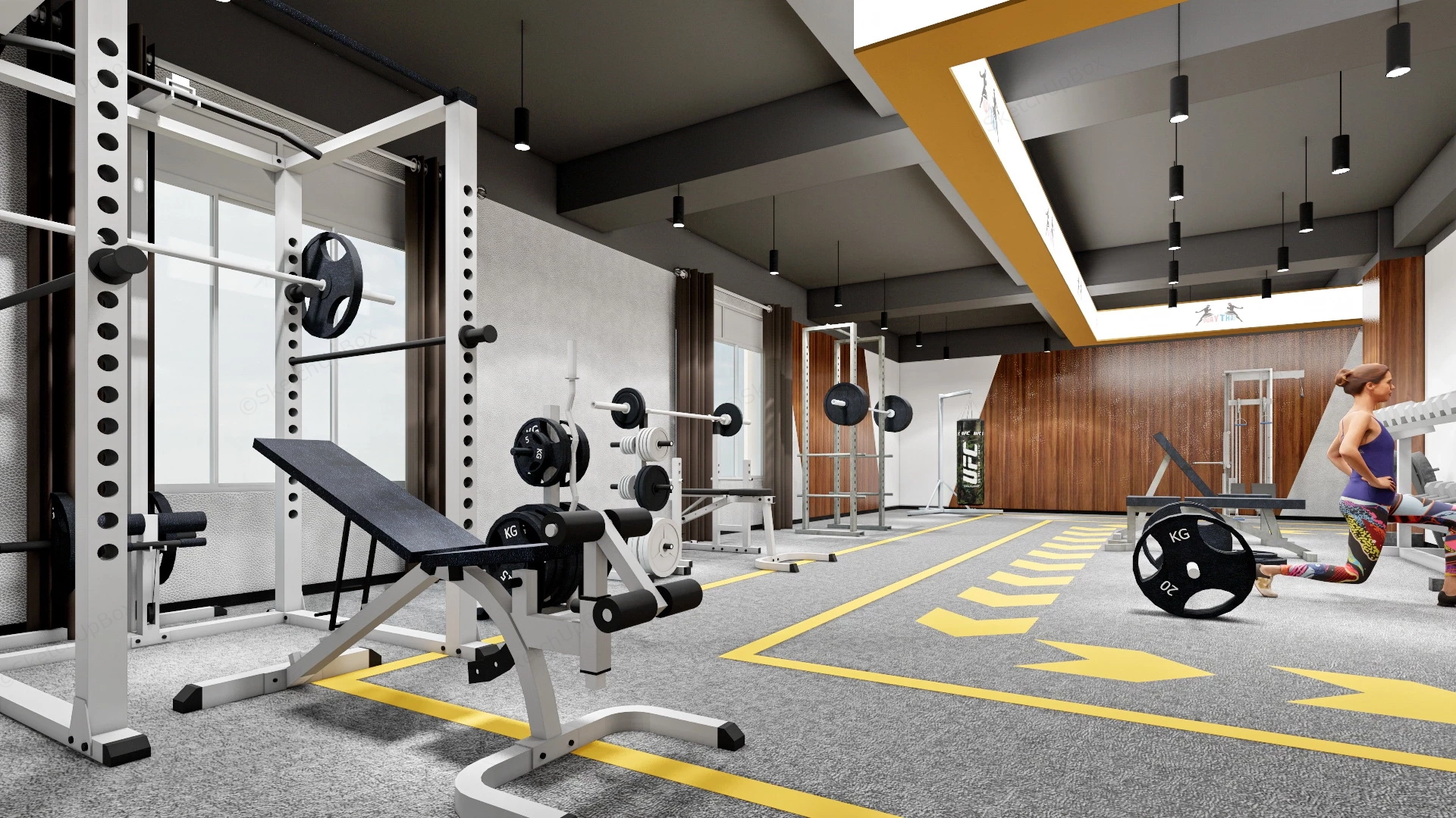 Small Commercial Gym Design sketchup model preview - SketchupBox