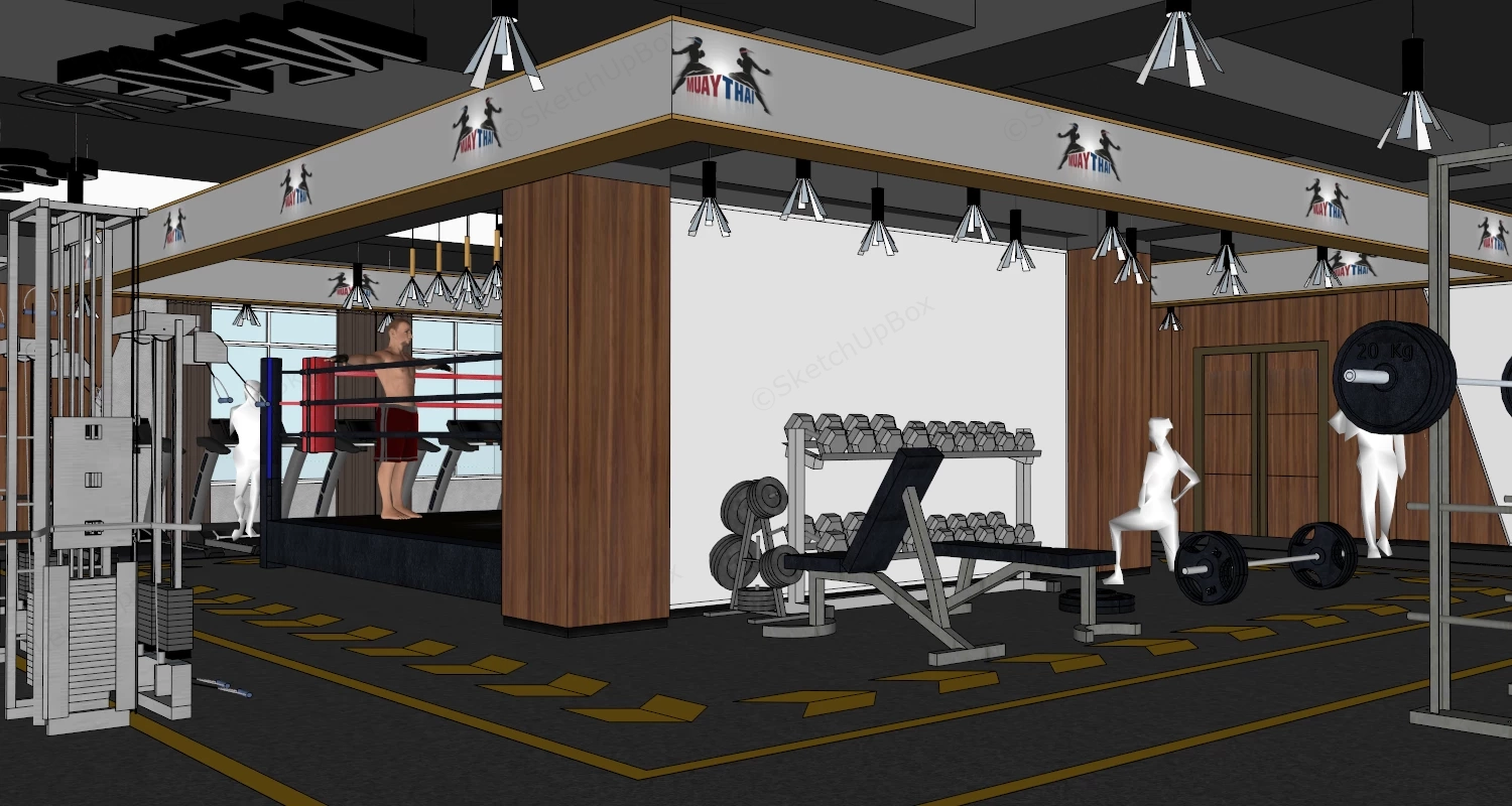 Small Commercial Gym Design sketchup model preview - SketchupBox