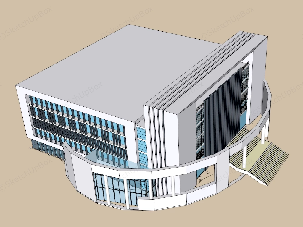 Modern Library Exterior Design sketchup model preview - SketchupBox