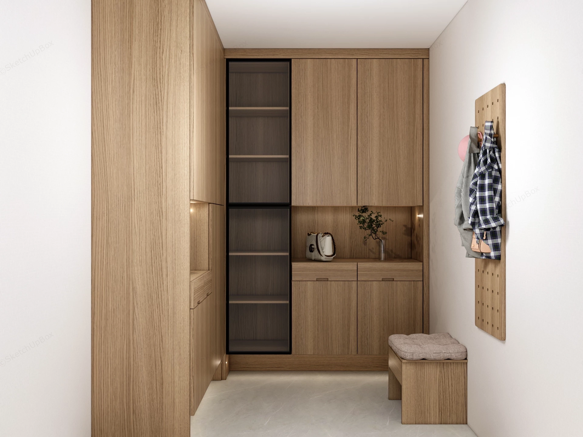 Small Mudroom Space Idea sketchup model preview - SketchupBox