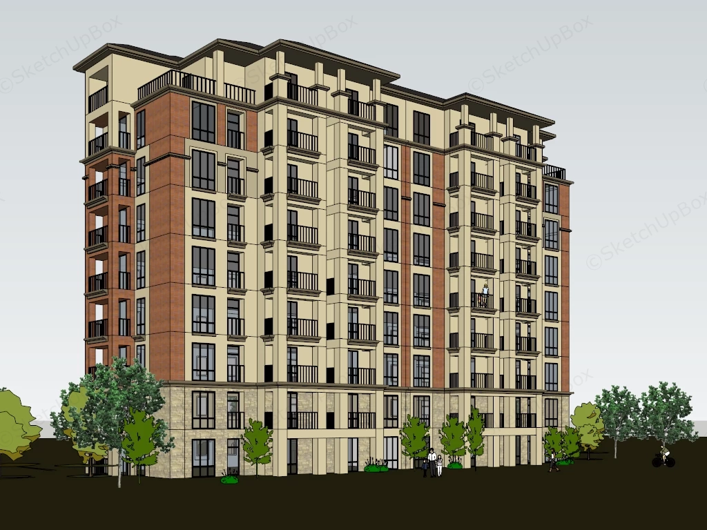 Apartment Building Exterior sketchup model preview - SketchupBox