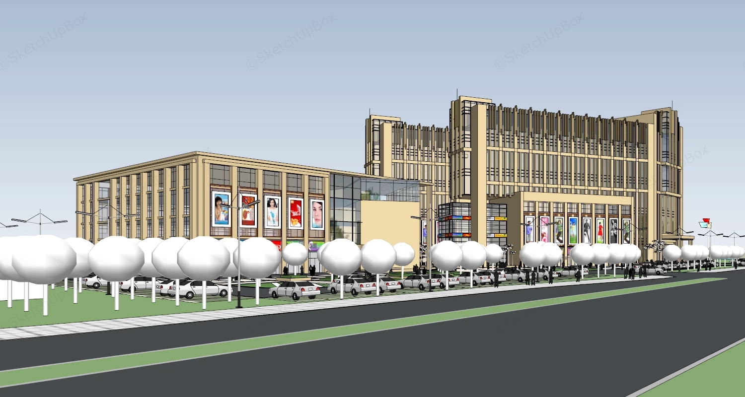 Commercial Shopping Center Design sketchup model preview - SketchupBox