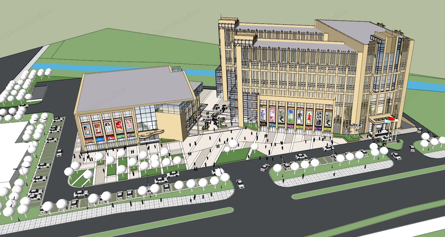 Commercial Shopping Center Design sketchup model preview - SketchupBox