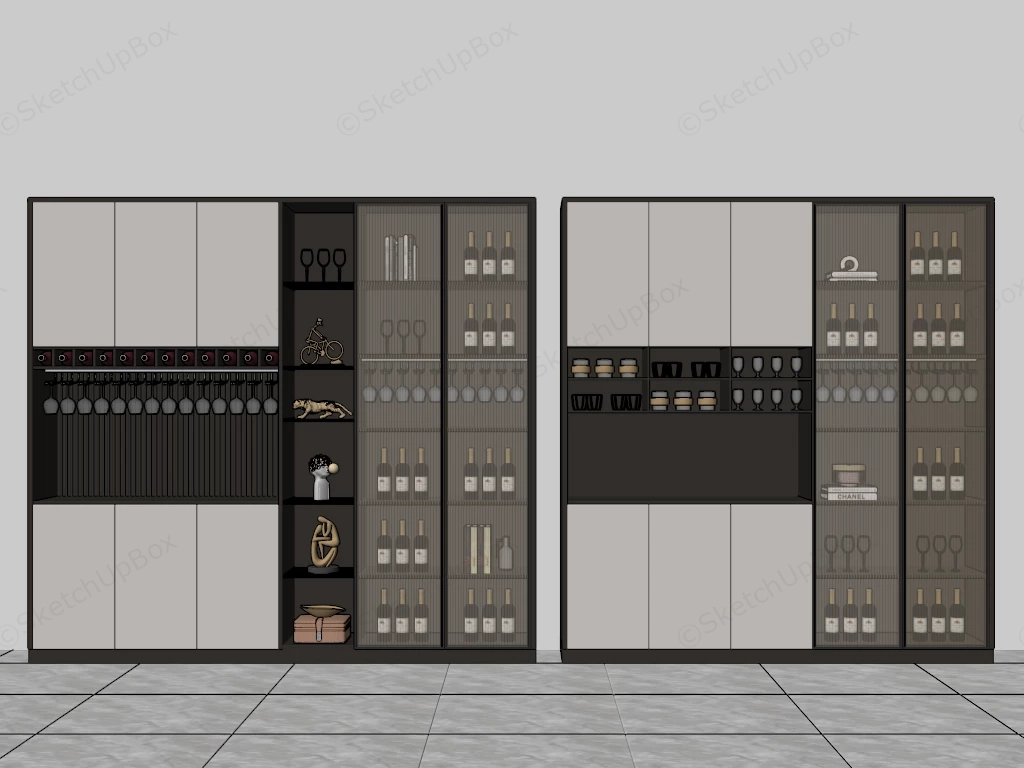 Contemporary Bar Cabinet Designs sketchup model preview - SketchupBox