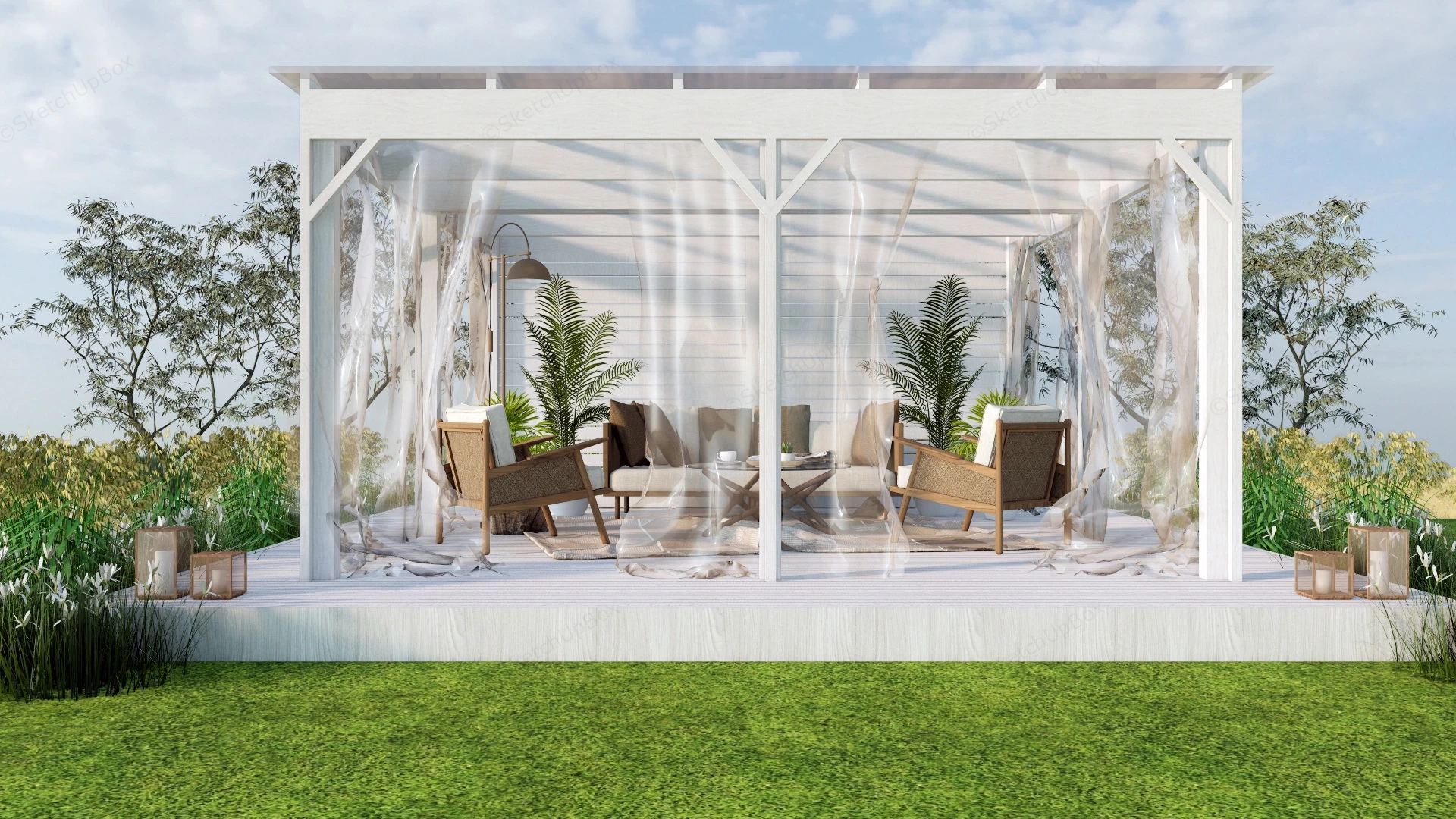 Outdoor Garden Pavilion sketchup model preview - SketchupBox