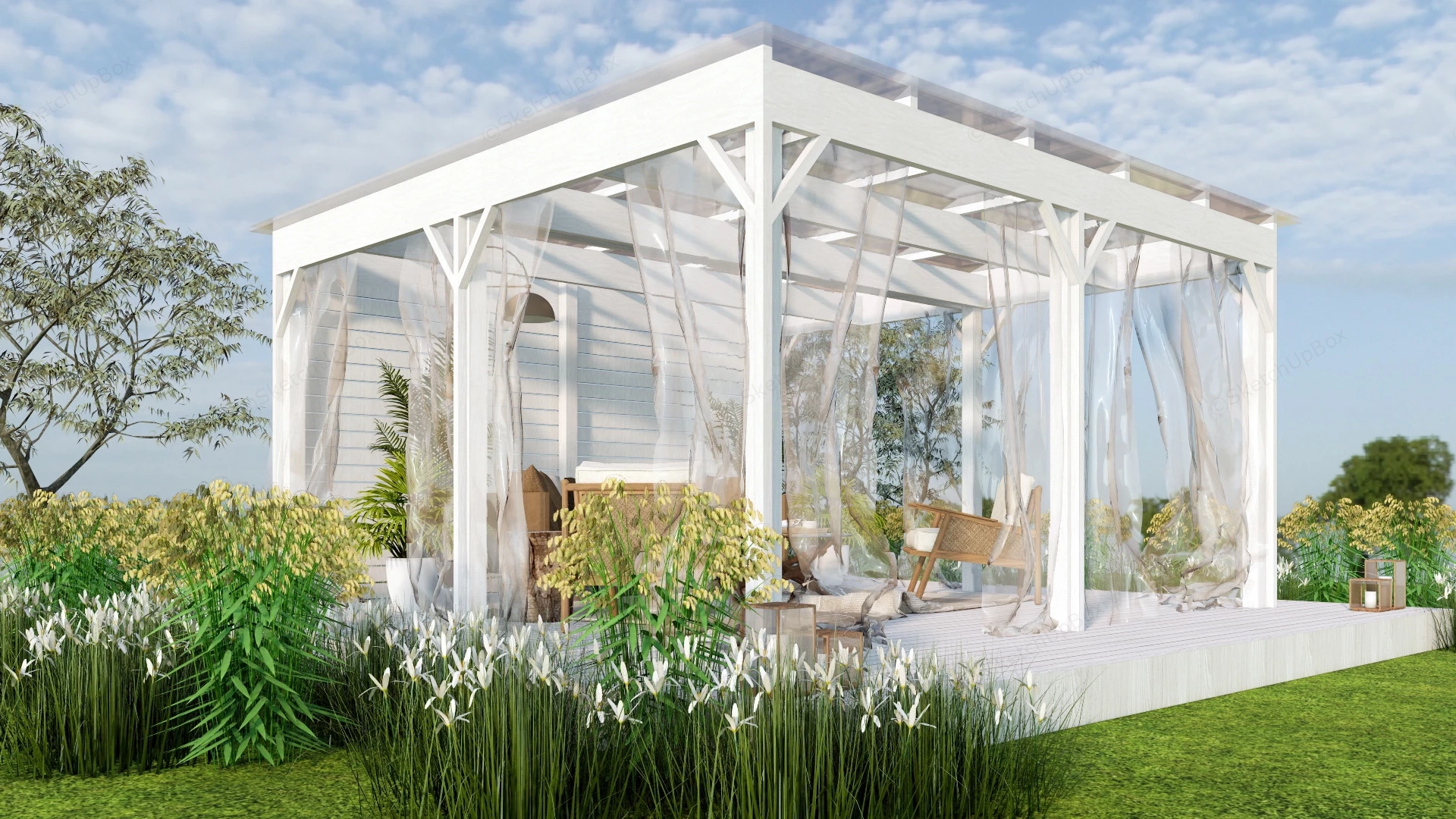 Outdoor Garden Pavilion sketchup model preview - SketchupBox