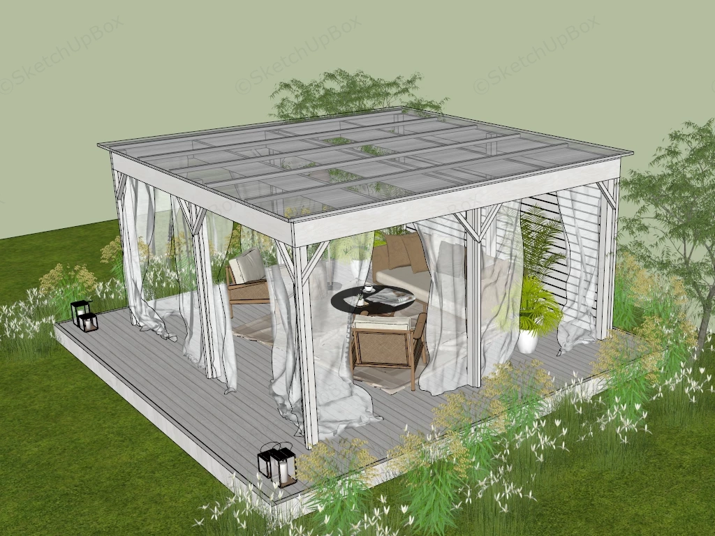 Outdoor Garden Pavilion sketchup model preview - SketchupBox
