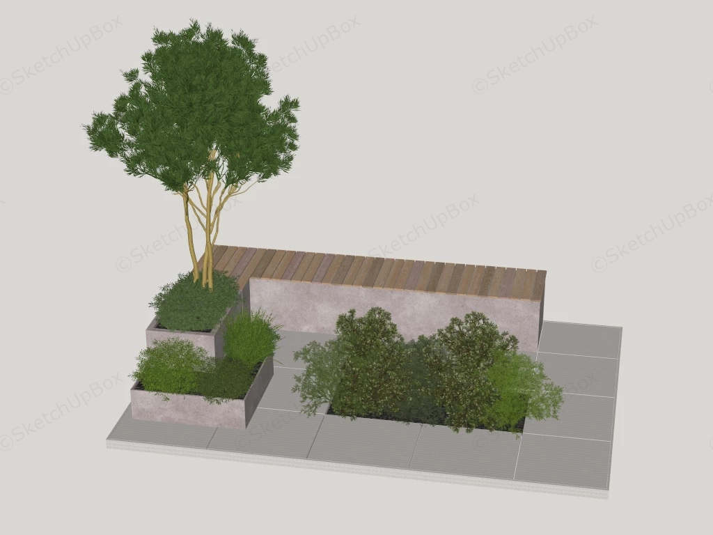 Urban Bench With Plant sketchup model preview - SketchupBox