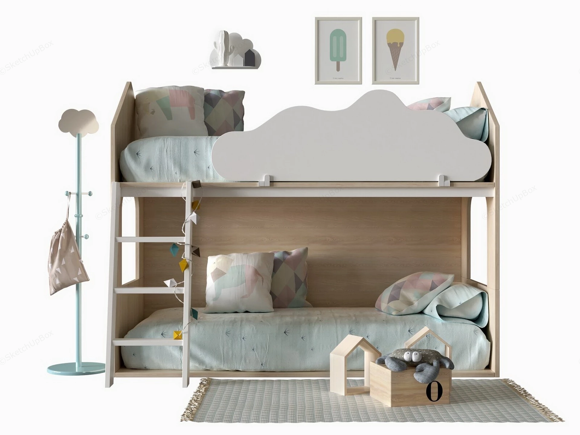 Cute Bunk Beds sketchup model preview - SketchupBox
