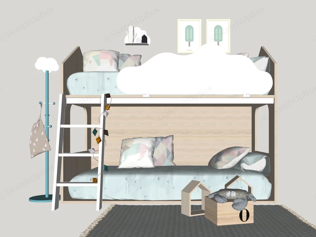 Cute Bunk Beds sketchup model preview - SketchupBox