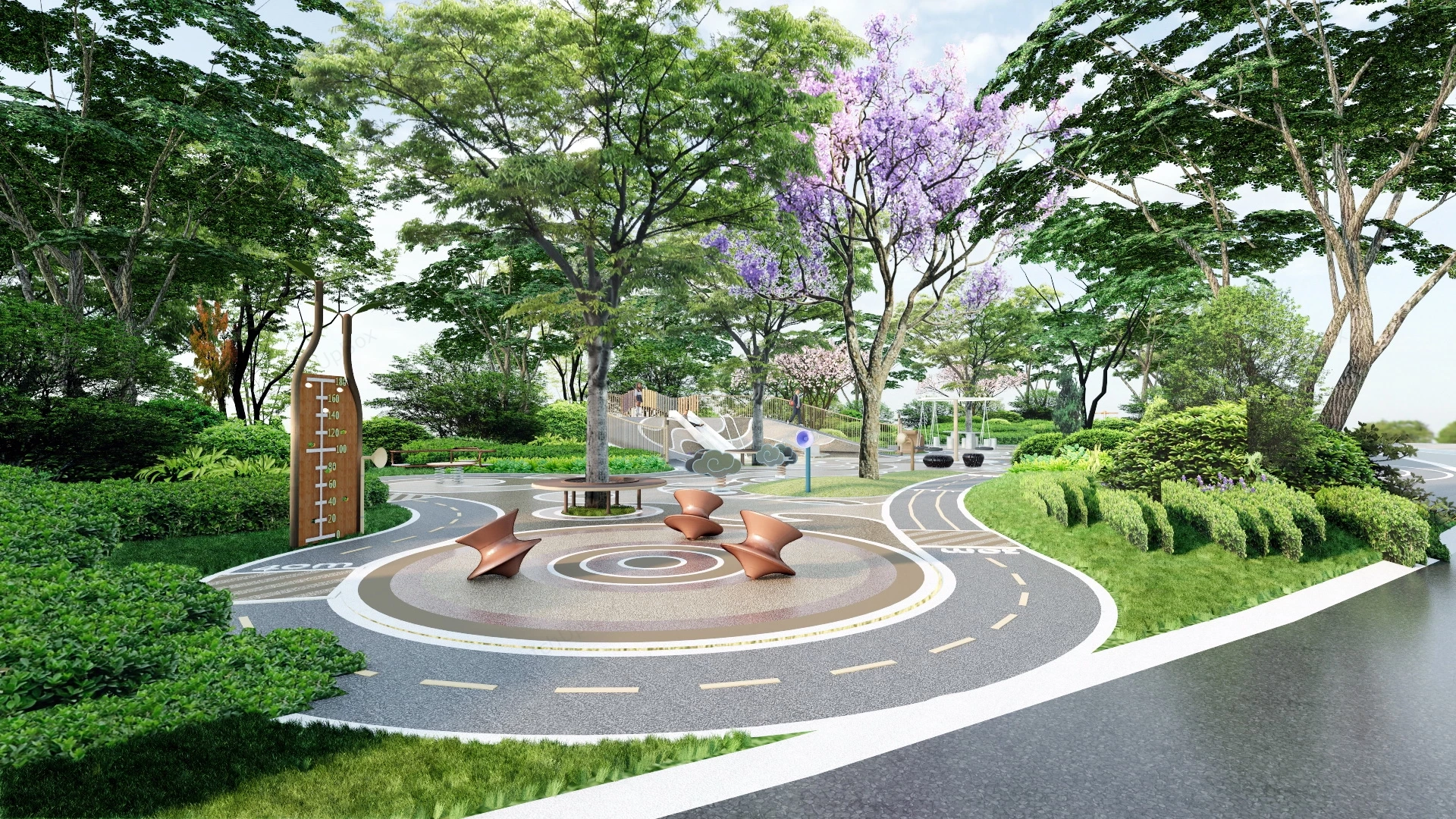 Neighborhood Park Design sketchup model preview - SketchupBox