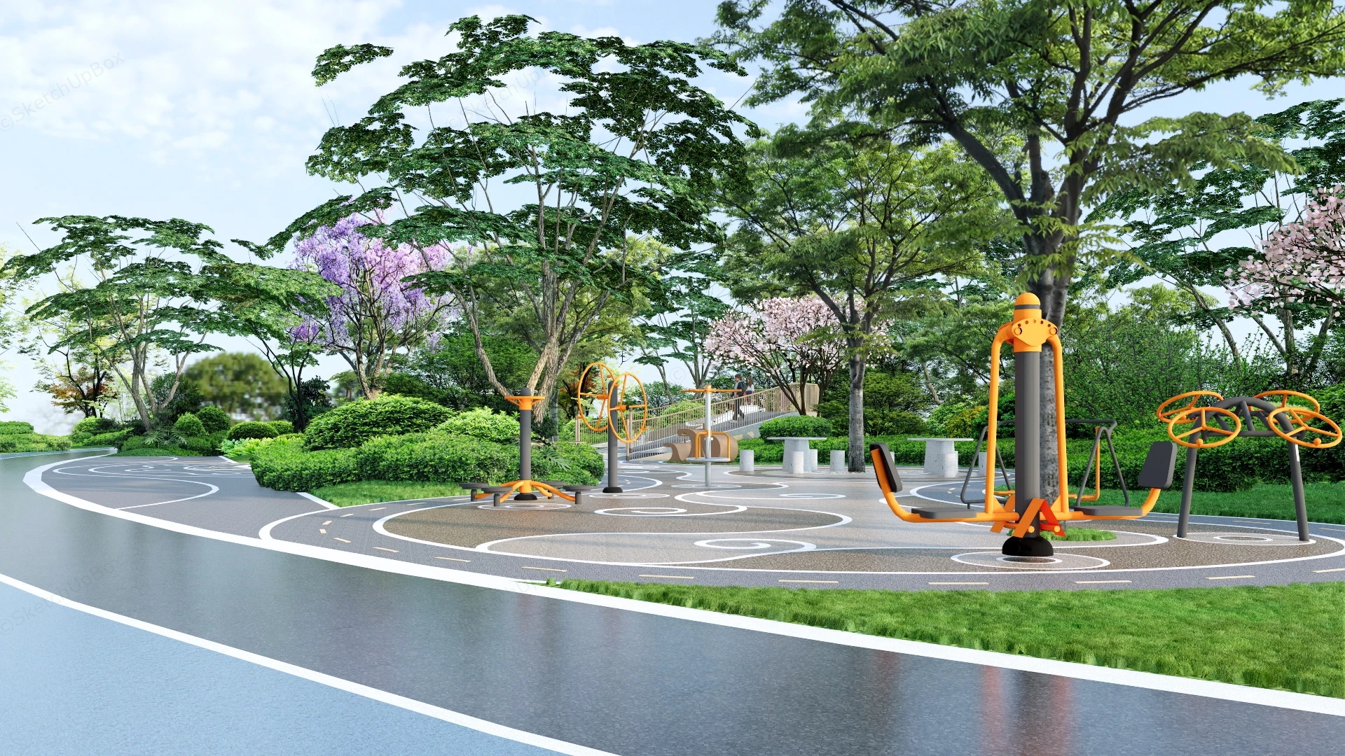 Neighborhood Park Design sketchup model preview - SketchupBox