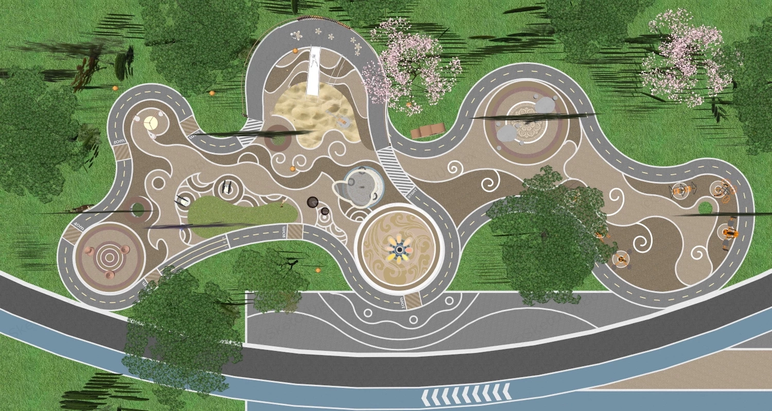 Neighborhood Park Design sketchup model preview - SketchupBox