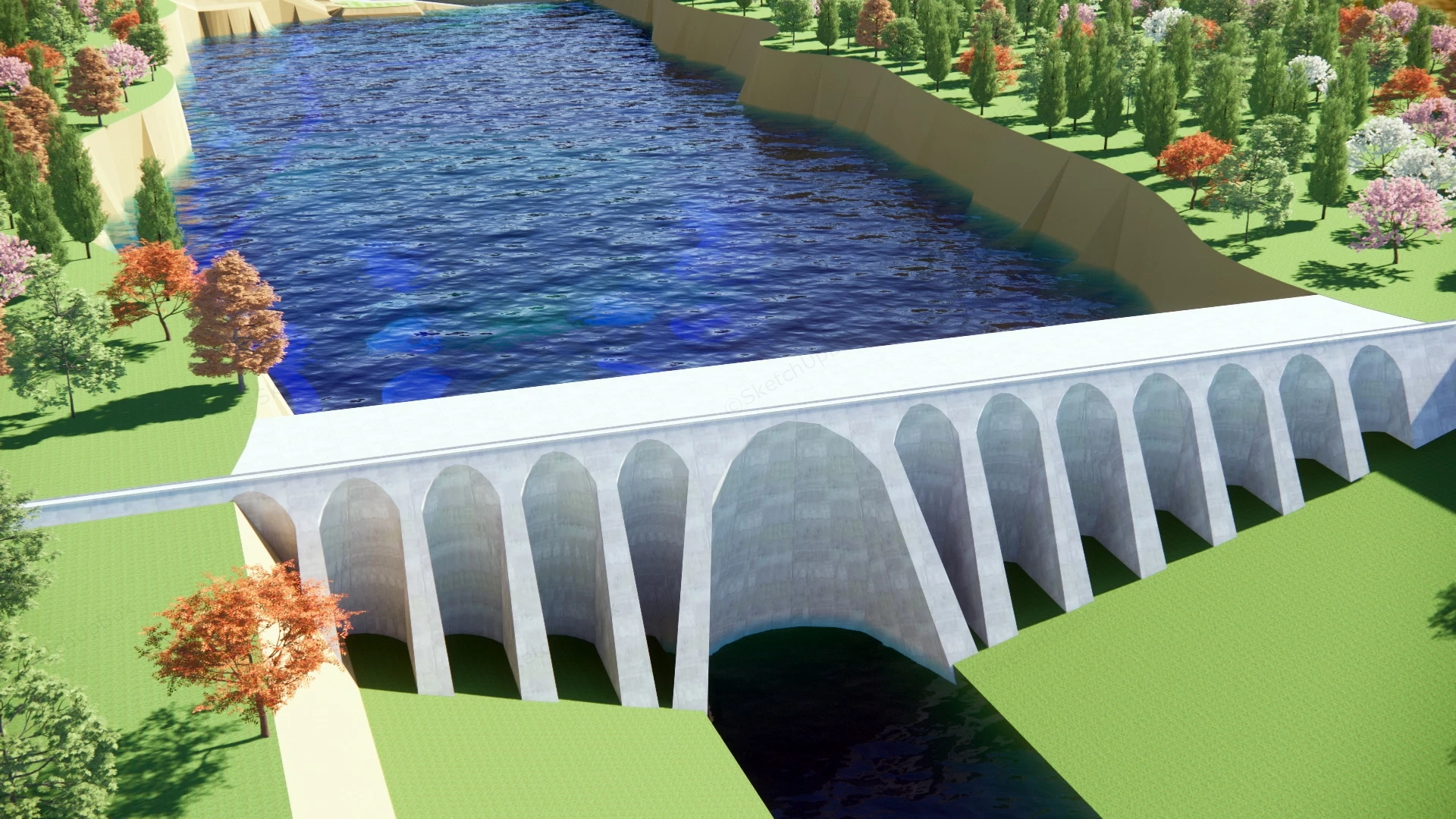 Water Reservoir Dam sketchup model preview - SketchupBox
