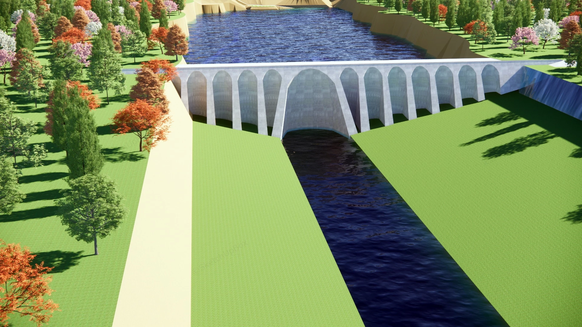 Water Reservoir Dam sketchup model preview - SketchupBox