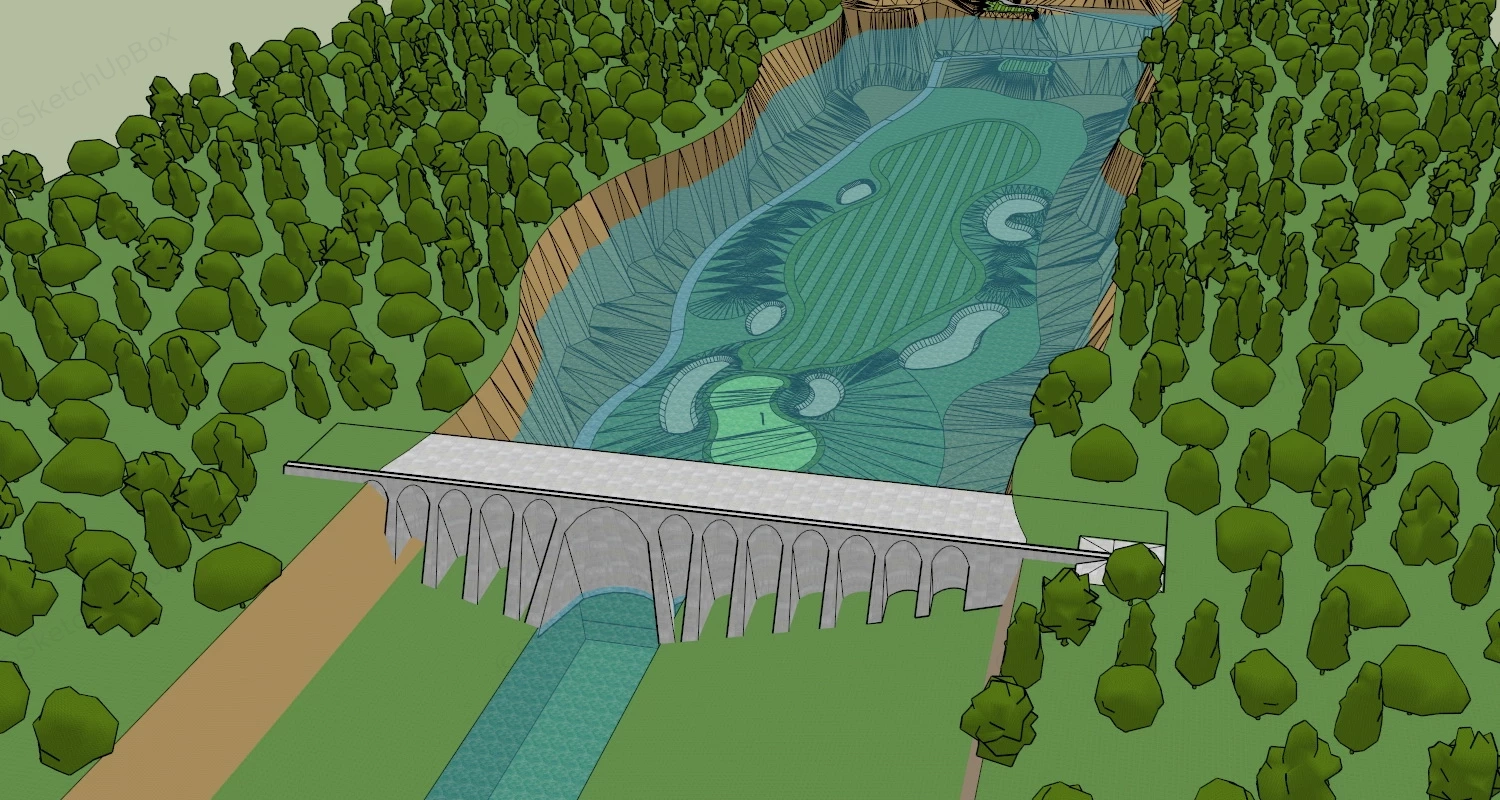 Water Reservoir Dam sketchup model preview - SketchupBox