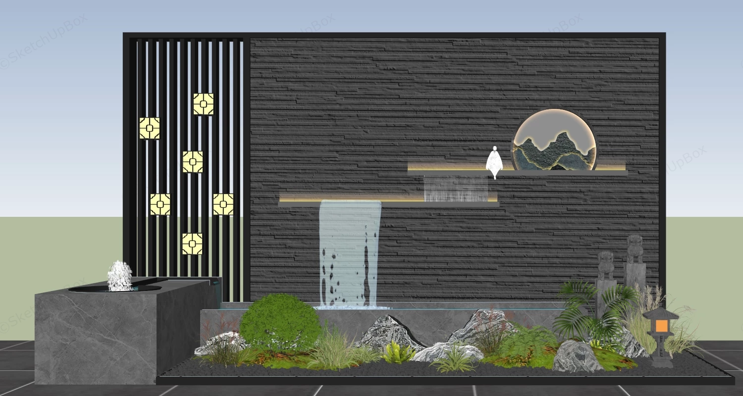 Garden Wall Water Features Idea sketchup model preview - SketchupBox