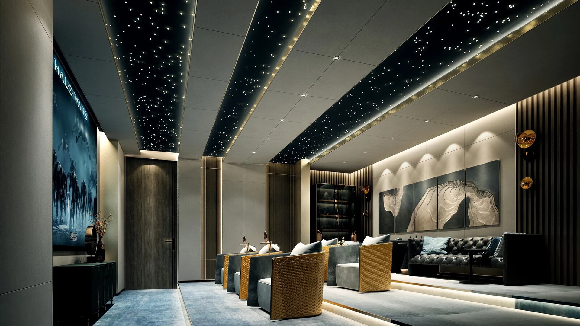 Luxury Home Movie Theater sketchup model preview - SketchupBox