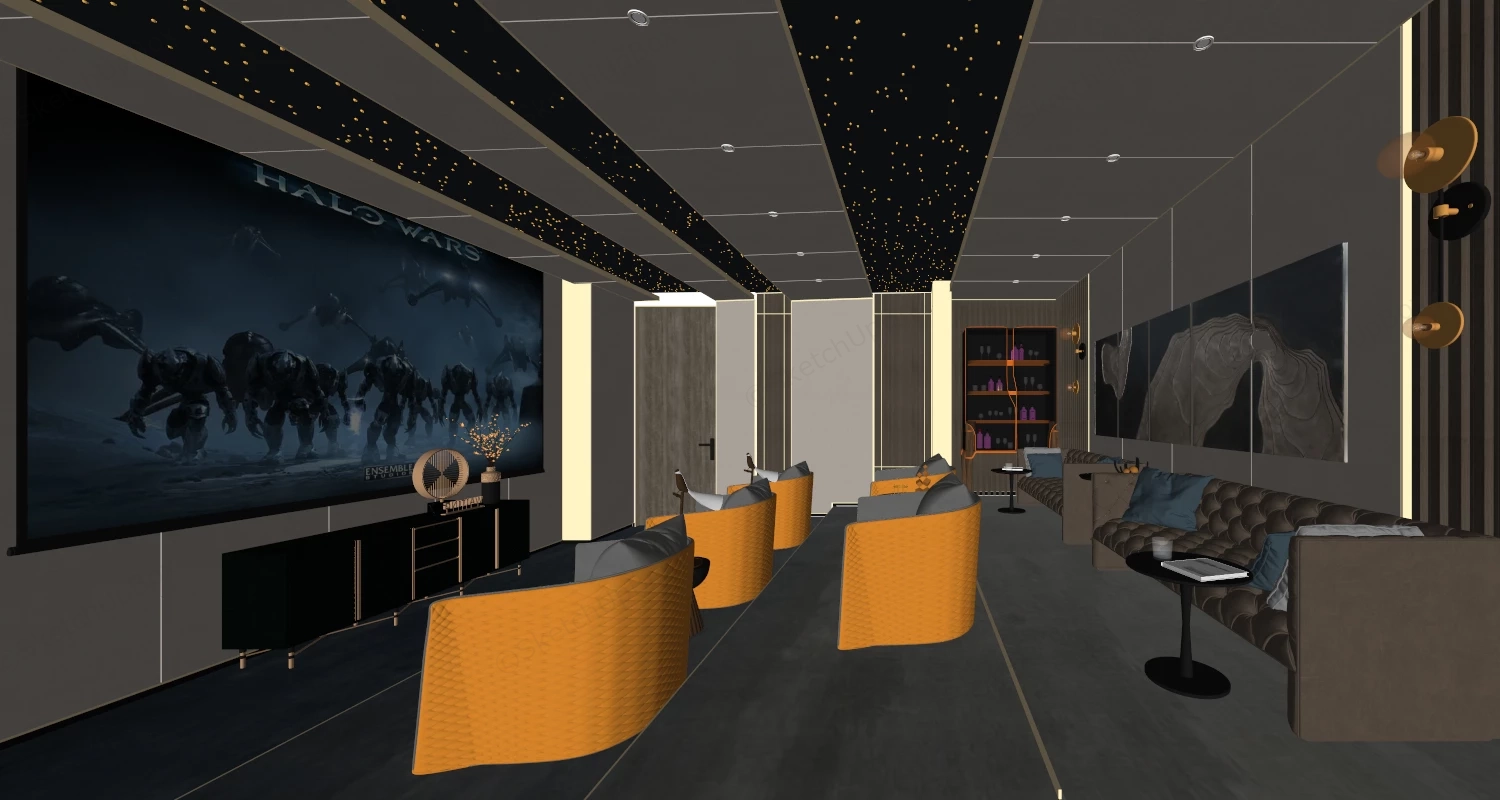 Luxury Home Movie Theater sketchup model preview - SketchupBox