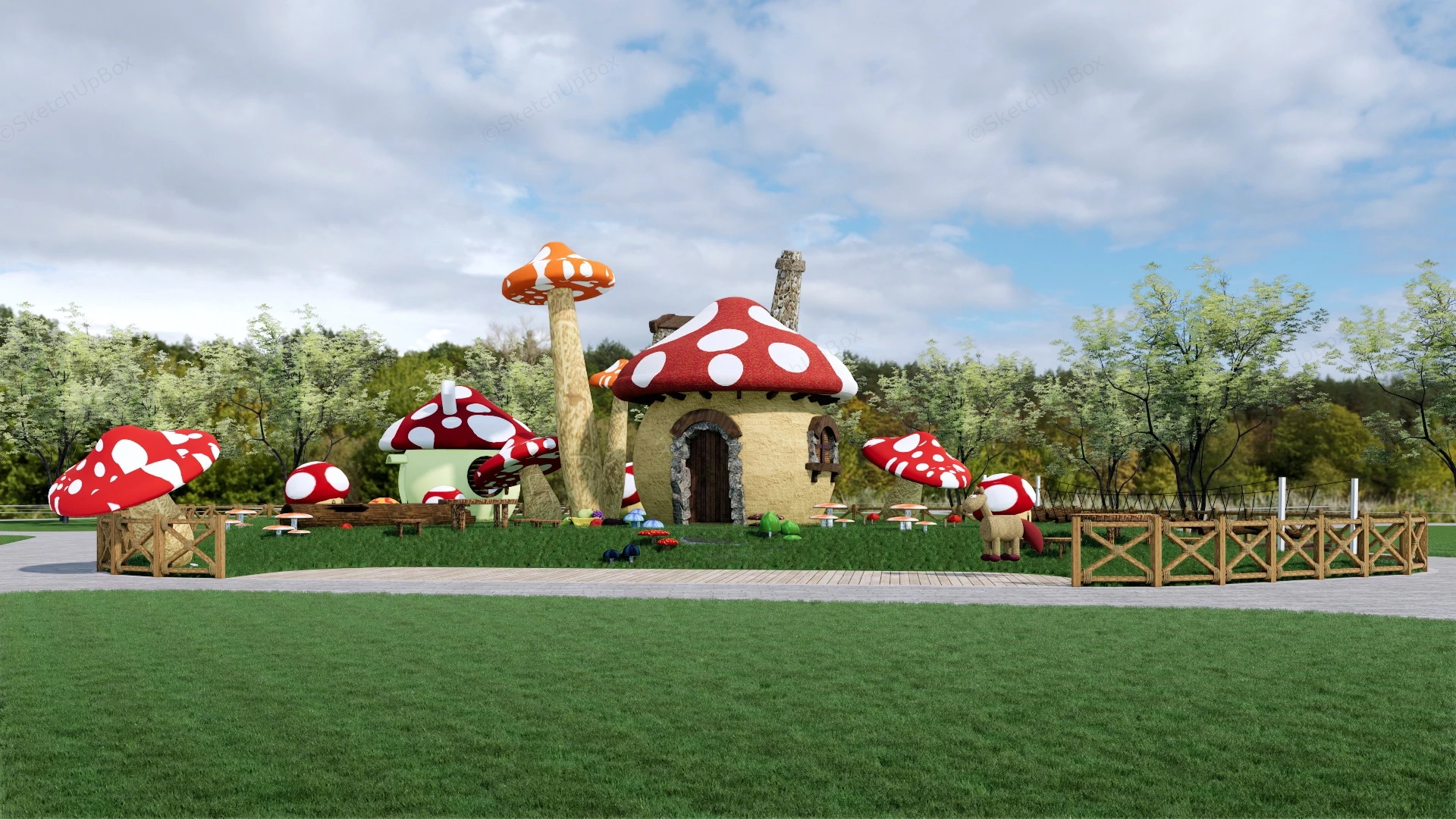 Mushroom House Playground sketchup model preview - SketchupBox