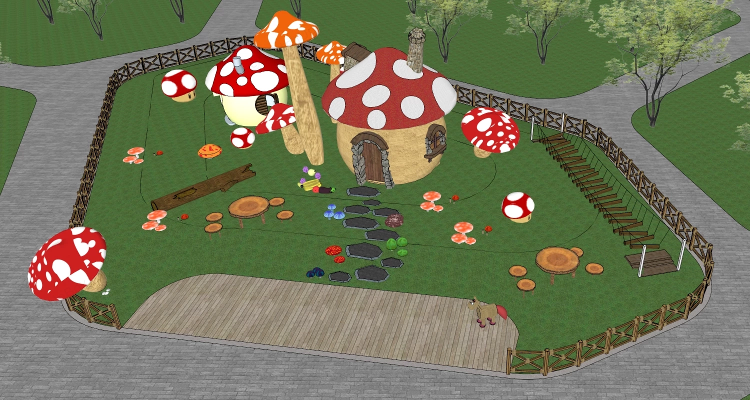 Mushroom House Playground sketchup model preview - SketchupBox