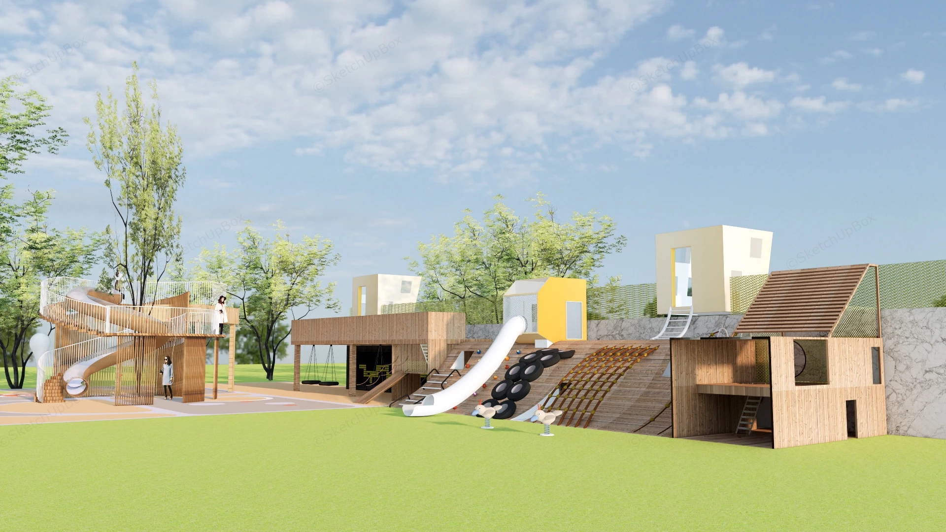 Wooden Children Park Playground sketchup model preview - SketchupBox